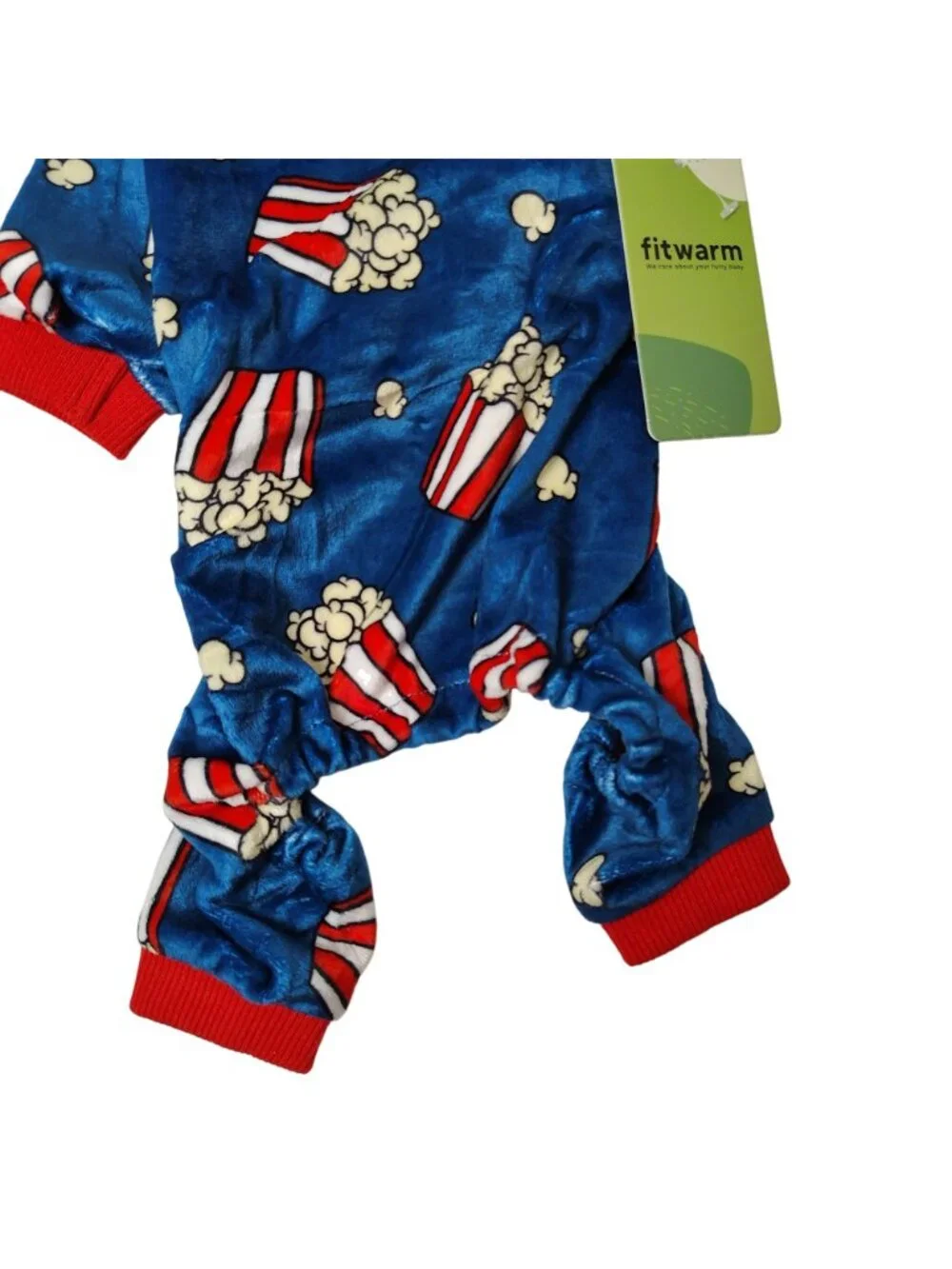 Fitwarm Dog Small Blue Velour Popcorn Print Pet Pajamas